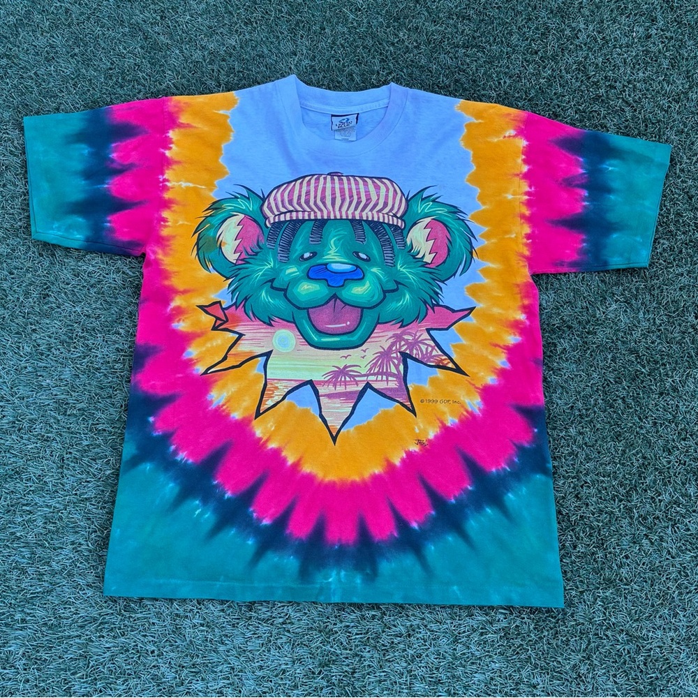 Liquid Blue Colorful Tie-Dye Bear T-Shirt
